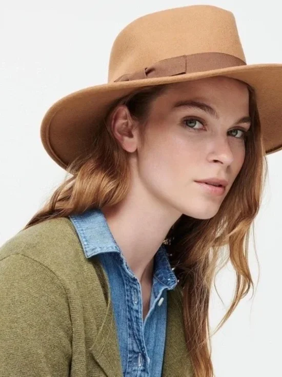 J.Crew Western Hat Ivory  Grosgrain Trim Wool Made in Italy - Picture 4 of 5